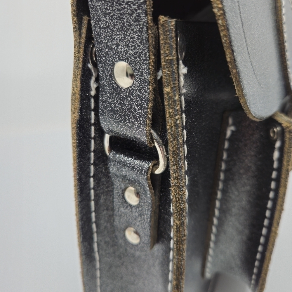 Cambridge Satchel Leather Crossbody Bag Graphite Black Metallic Glitter Sparkle - Picture 6 of 15
